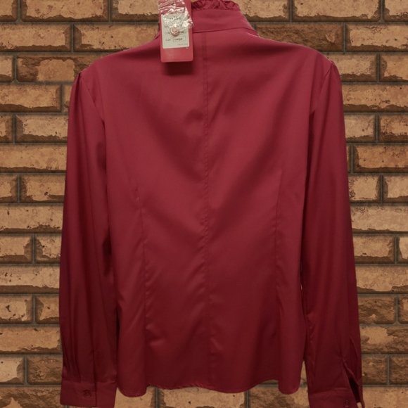 NWT womens Vintage Spring/Summer Long sleeve Lotus Ruffled Casual Work Shirt - Picture 3 of 5